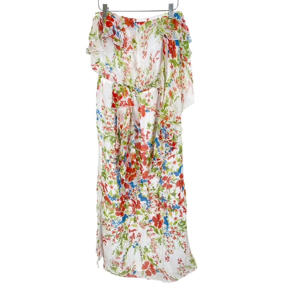Womens Dress Sz S %100 Silk Garden Party Fairy Wedding Midi Strapless Ethereal